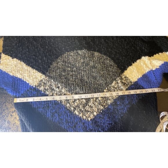 Vintage 90s Western Connection II Black Blue Balloon Sleeve Knit Sweater - Picture 7 of 9